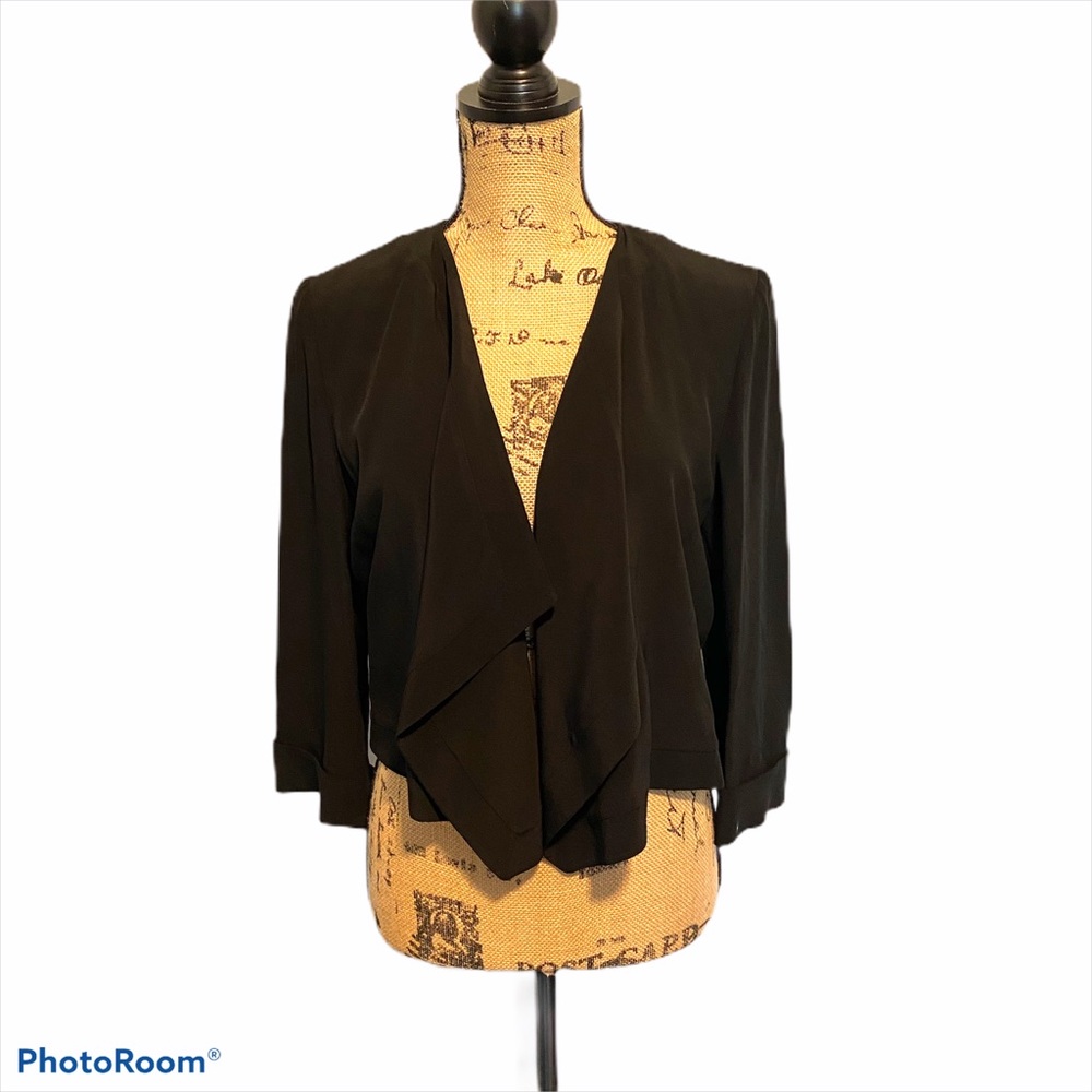 Tibi Blazer Draped Black open Front Size 8